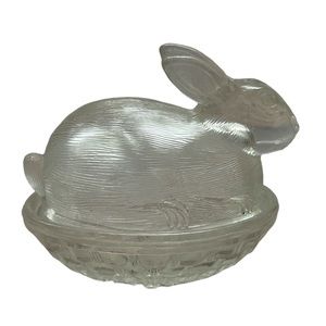 Glass Bunny Dish, clear